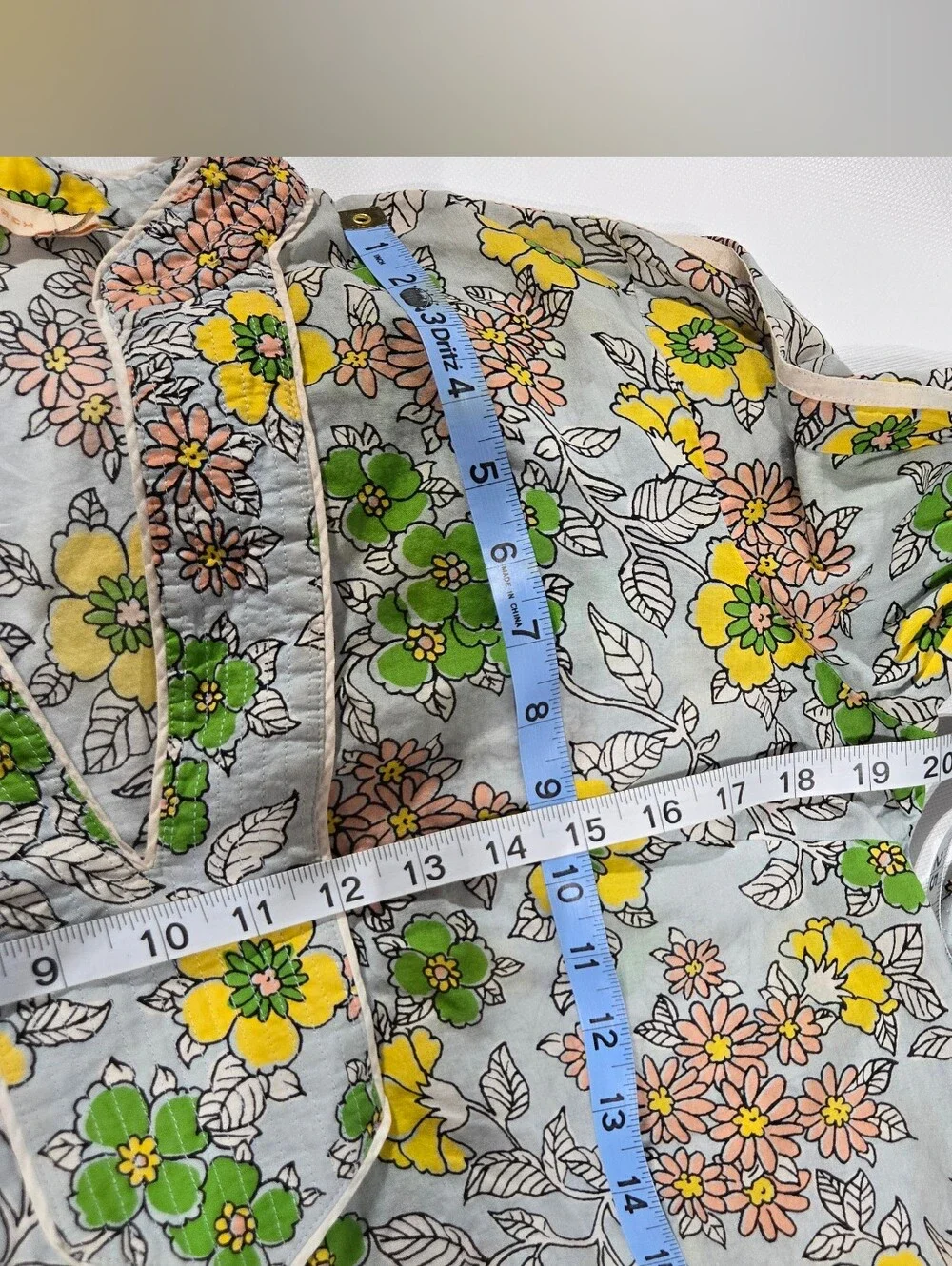 Tory Burch Tunic Blue Wallpaper Floral 100% Cotton Sz LG EUC!